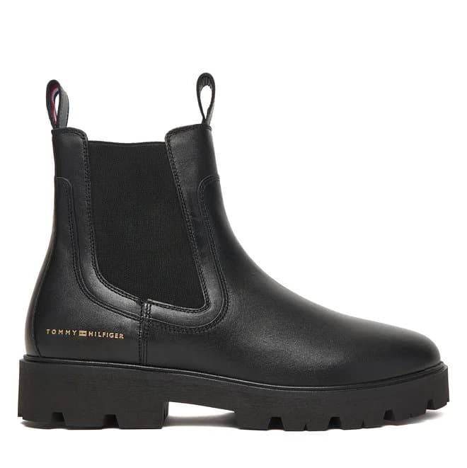 Γυναικείες Δερμάτινες Μπότες Μαύρες Tommy Hilfiger FW0FW08775-BDS