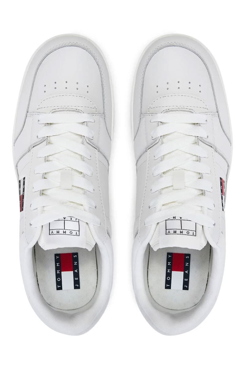 Ανδρικά Δερμάτινα Greenwich Sneakers Λευκά Tommy Jeans EM0EM01574-YBL