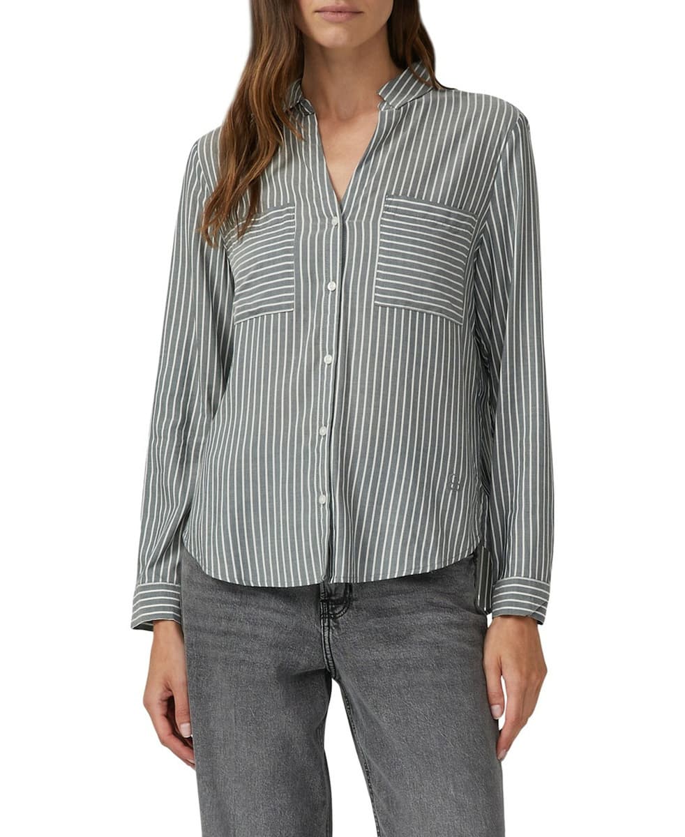 Γυναικείο Ριγέ Πουκάμισο Γκρι S.Oliver 2173585-69G9