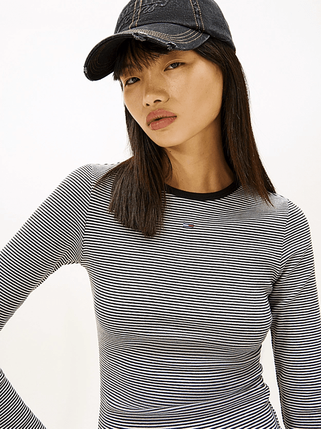 Γυναικείο Ριγέ Μακρυμάνικο T-shirt Μαύρο Tommy Jeans DW0DW17387-0AP