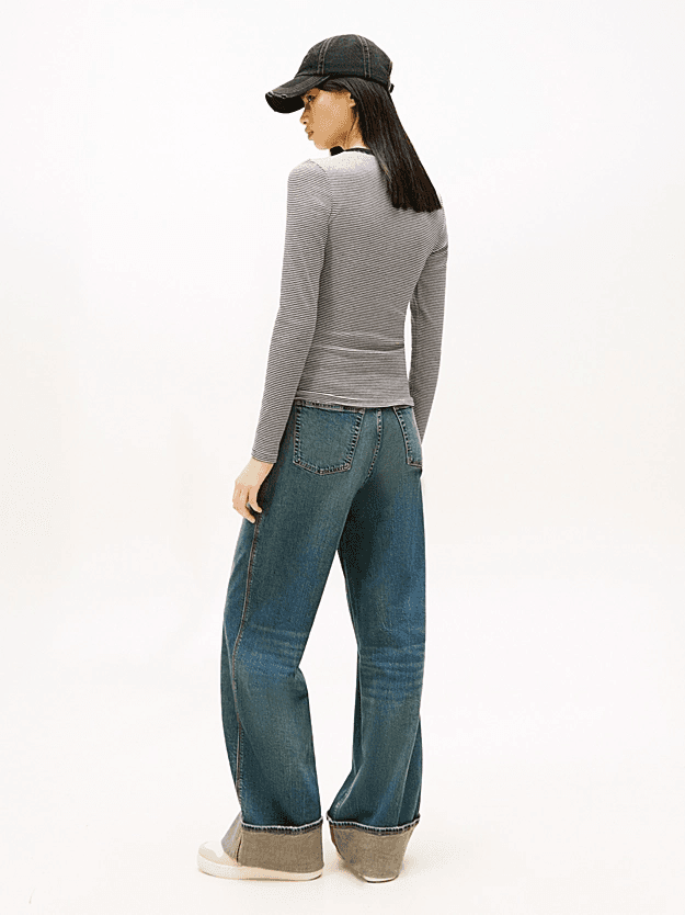 Γυναικείο Ριγέ Μακρυμάνικο T-shirt Μαύρο Tommy Jeans DW0DW17387-0AP