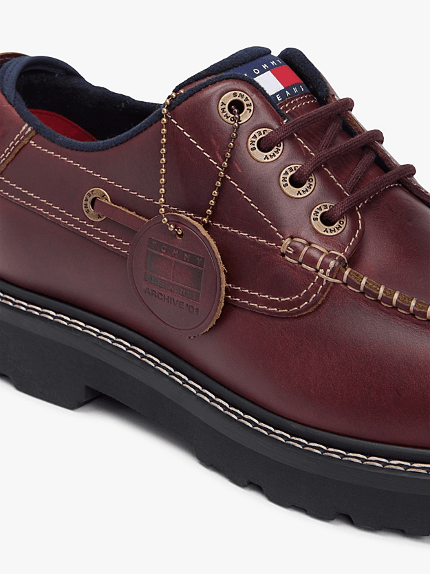 Ανδρικά Δερμάτινα Παπούτσια Καφέ Tommy Jeans EM0EM01651-GTB