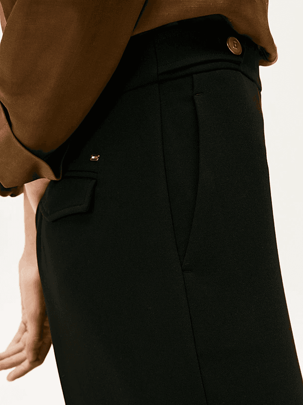 Γυναικείο Straight Παντελόνι Μαύρο Tommy Hilfiger WW0WW47799-BDS