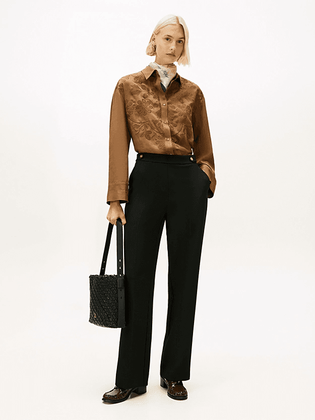 Γυναικείο Straight Παντελόνι Μαύρο Tommy Hilfiger WW0WW47799-BDS