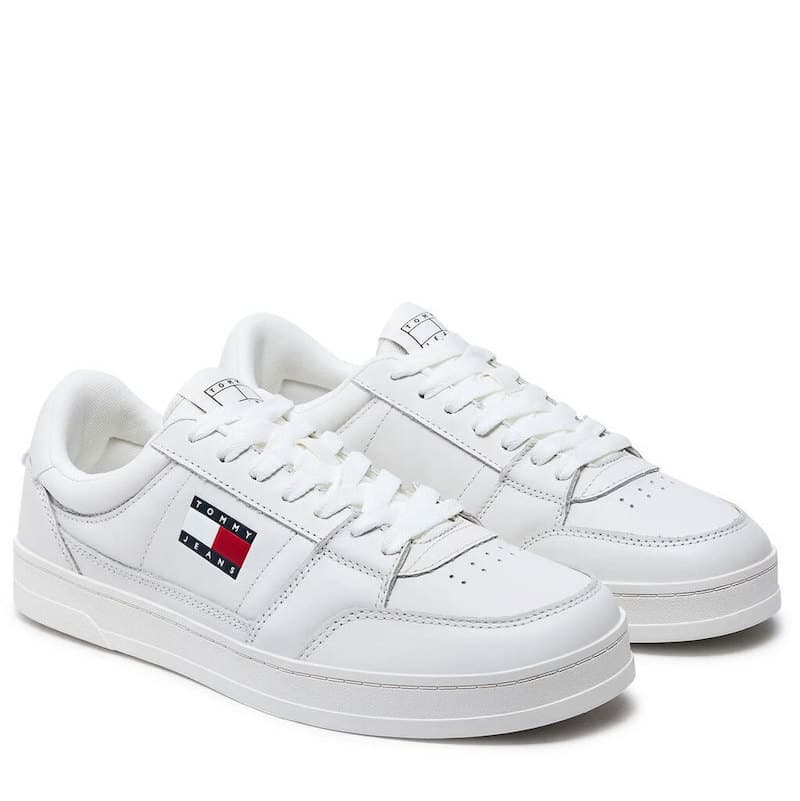 Ανδρικά Δερμάτινα Greenwich Sneakers Λευκά Tommy Jeans EM0EM01574-YBL