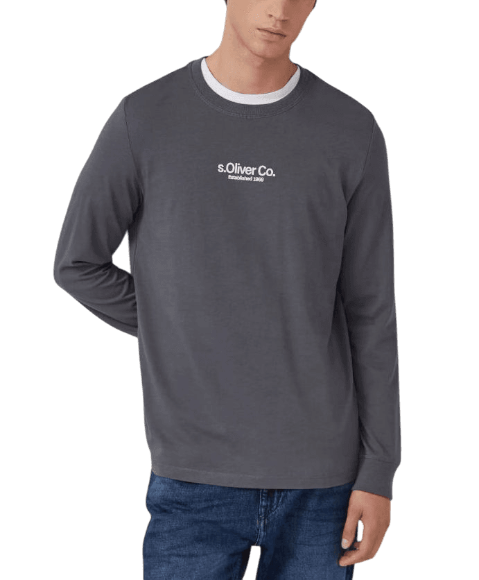 Ανδρικό Μακρυμάνικο T-shirt Γκρι S.Oliver 2169157-95D1
