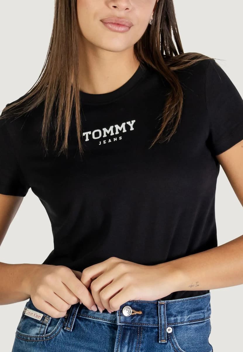 TOMMY JEANS TJW REG ESSENTIAL LOGO 2 TEE EXT DW0DW21842-BDS Black