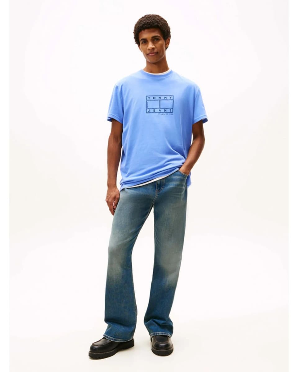 Ανδρικό T-shirt Γαλάζιο Tommy Jeans DM0DM22317-C58