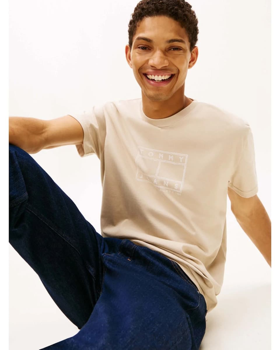 Ανδρικό T-shirt Μπεζ Tommy Jeans DM0DM22317-ABY
