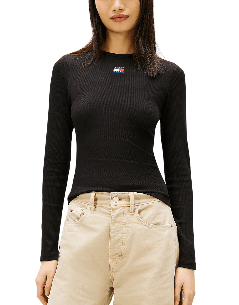 Γυναικείο Slim Μακρυμάνικο T-shirt Μαύρο Tommy Jeans DW0DW20178-BDS