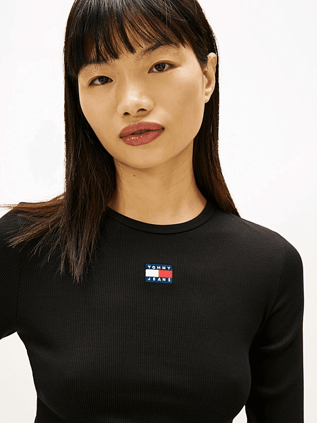 Γυναικείο Slim Μακρυμάνικο T-shirt Μαύρο Tommy Jeans DW0DW20178-BDS