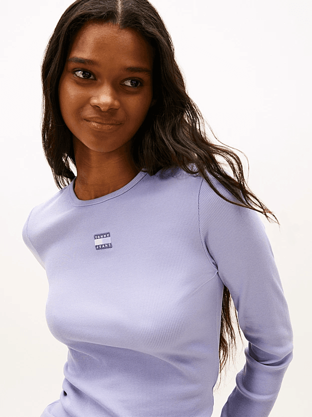 Γυναικείο Slim Μακρυμάνικο T-shirt Λιλά Tommy Jeans DW0DW20178-C5U