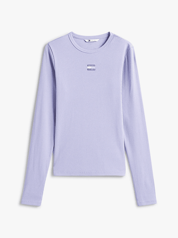 Γυναικείο Slim Μακρυμάνικο T-shirt Λιλά Tommy Jeans DW0DW20178-C5U