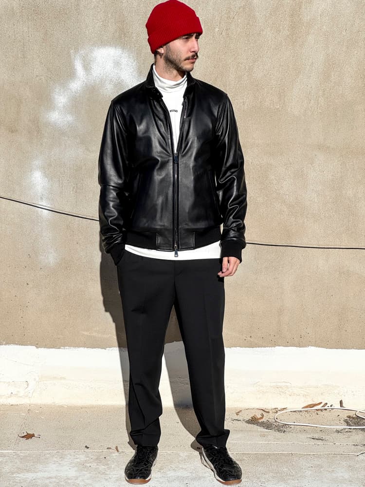 Ανδρικό Δερμάτινο Μπουφάν Μαύρο Maffei 51220-NERO