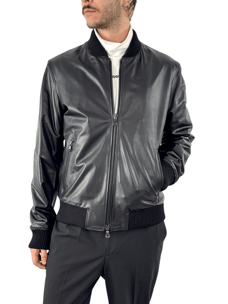 Ανδρικό Δερμάτινο Μπουφάν Μαύρο Maffei 41231-NERO