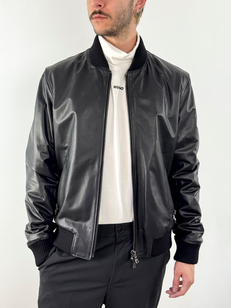 Ανδρικό Δερμάτινο Μπουφάν Μαύρο Maffei 41231-NERO