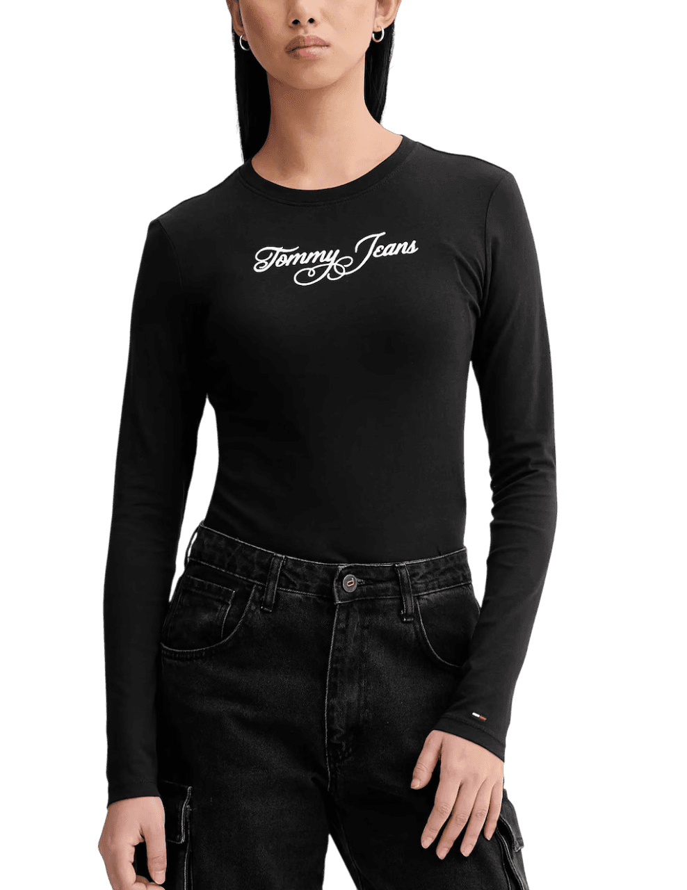 Γυναικείο Slim Μακρυμάνικο T-shirt Μαύρο Tommy Jeans DW0DW21844-BDS