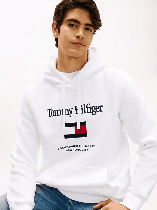 Ανδρικό Φούτερ Λευκό Tommy Hilfiger MW0MW42735-YBR