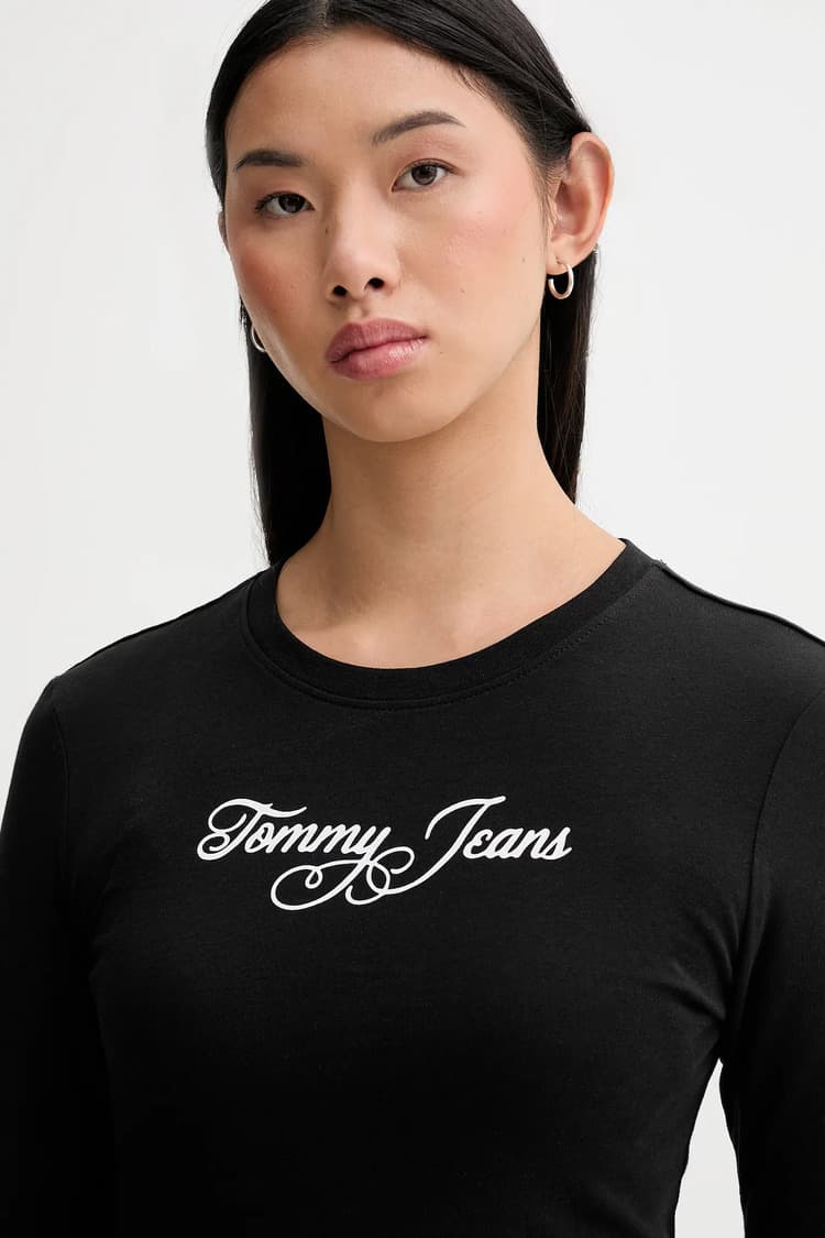 Γυναικείο Slim Μακρυμάνικο T-shirt Μαύρο Tommy Jeans DW0DW21844-BDS