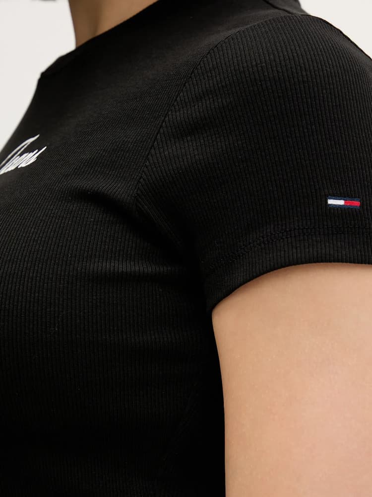 Γυναικείο Slim T-shirt Μαύρο Tommy Jeans DW0DW21838-BDS