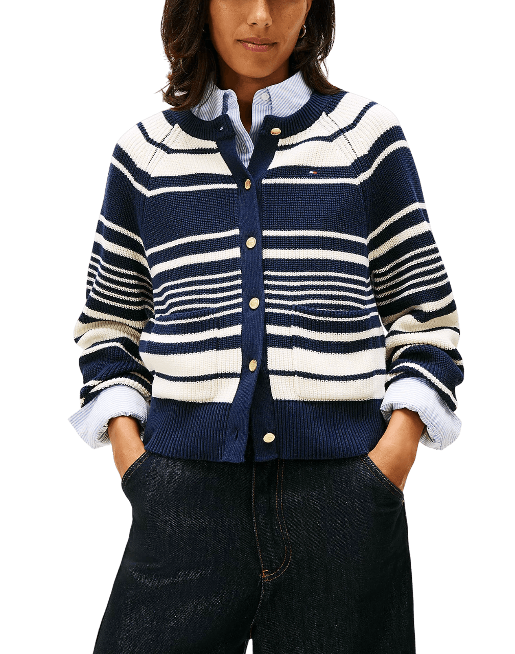 Γυναικεία Ριγέ Ζακέτα Navy Μπλε Tommy Hilfiger WW0WW48795-0AA