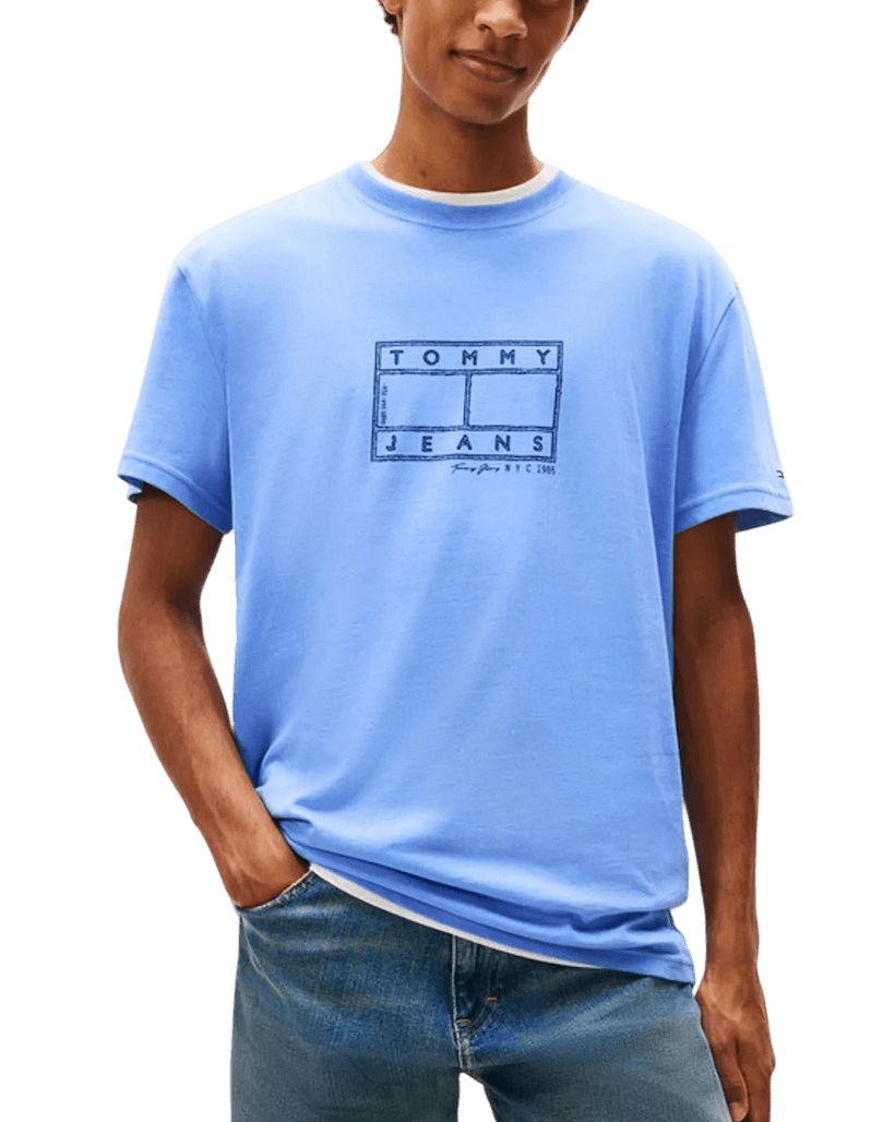 Ανδρικό T-shirt Γαλάζιο Tommy Jeans DM0DM22317-C58