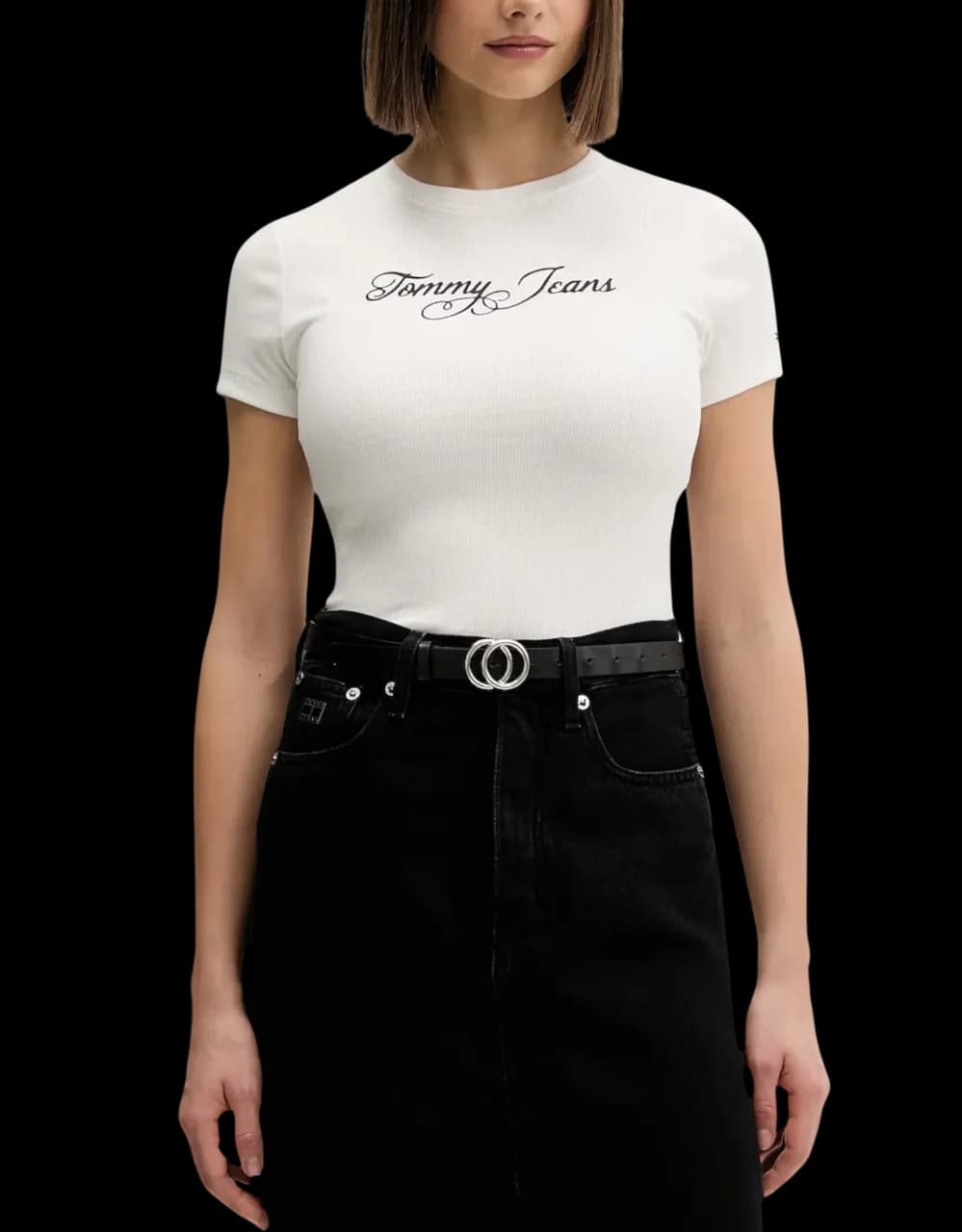 Γυναικείο Slim T-shirt Μαύρο Tommy Jeans DW0DW21838-BDS