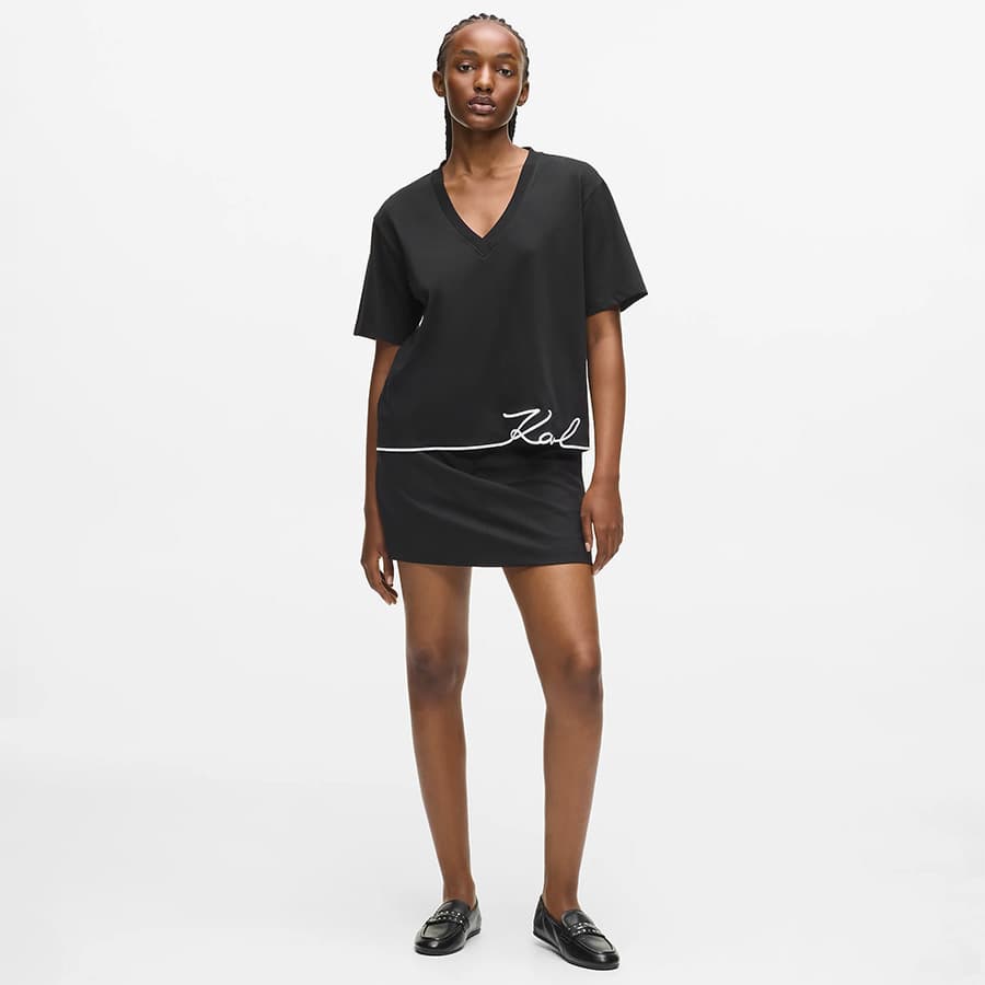 Γυναικείο Signature T-shirt Μαύρο Karl Lagerfeld B1W17031-999 BLACK