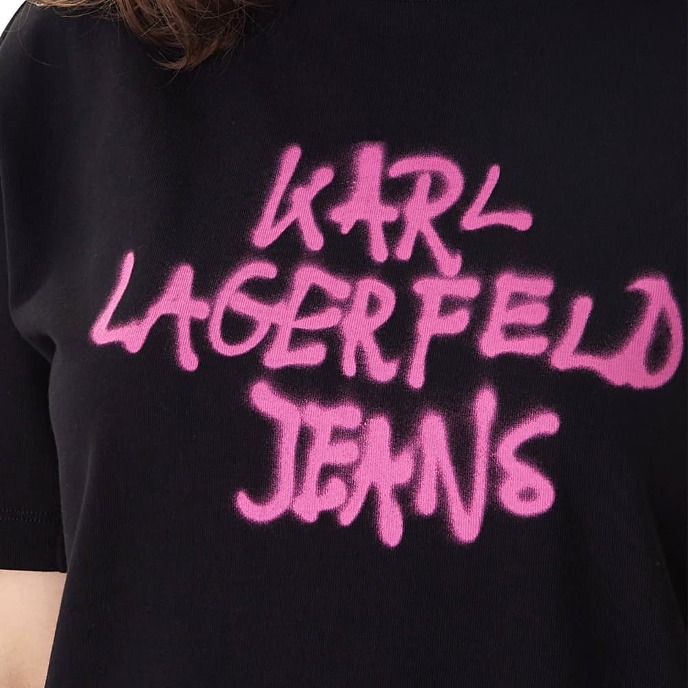 Γυναικείο Graffiti Κοντομάνικο Φόρεμα Μαύρο Karl Lagerfeld Jeans B1W13043-999 BLACK