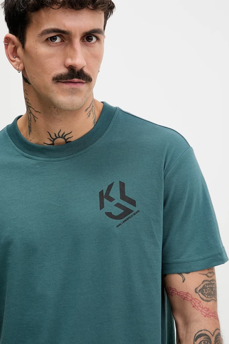 Ανδρικό Monogram T-shirt Πετρόλ Karl Lagerfeld Jeans A2M17072-2ID BALSAM