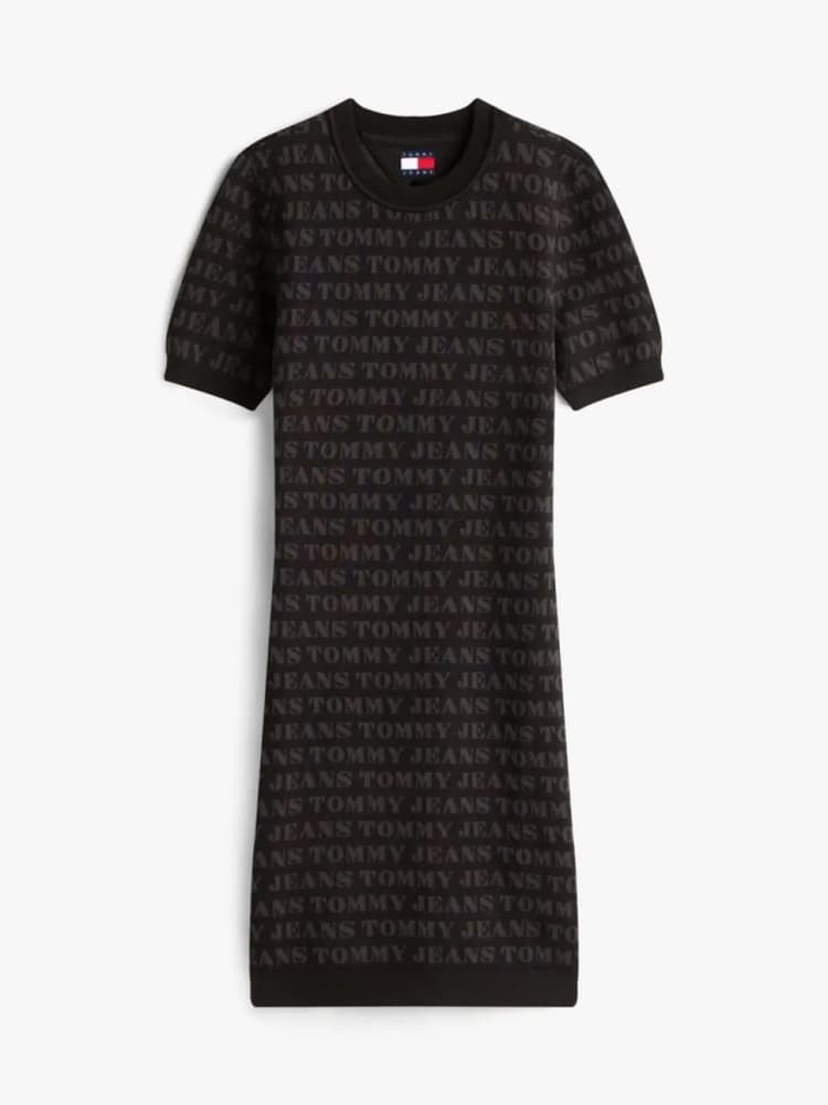 Γυναικείο Πλεκτό Κοντομάνικο Φόρεμα Μαύρο Tommy Jeans DW0DW21907-0GJ