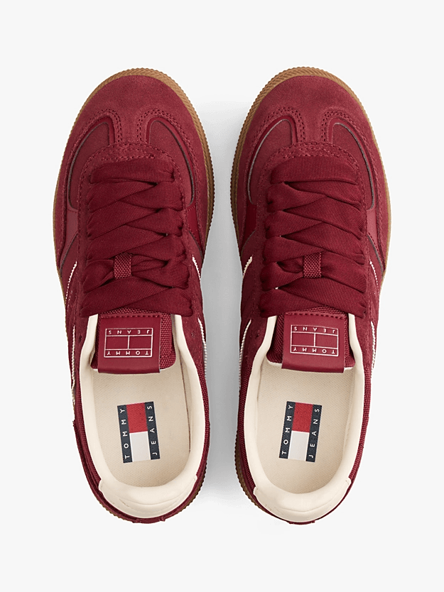 Γυναικεία Δερμάτινα Greenwich Sneakers Μπορντό Tommy Jeans EN0EN02924-XKK