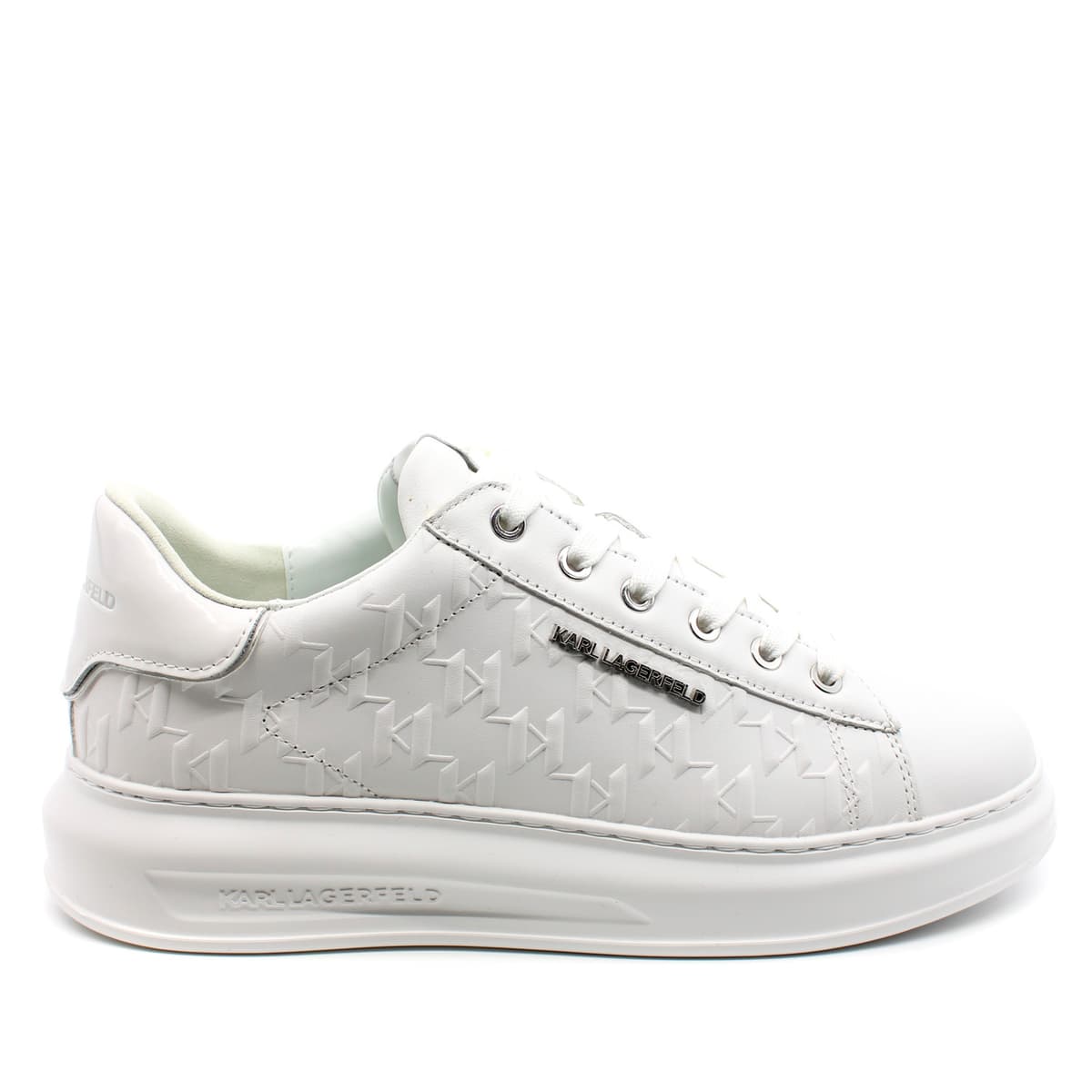 Ανδρικά Δερμάτινα Kapri Monogram Sneakers Λευκά Karl Lagerfeld KL52549K-01W WHITE