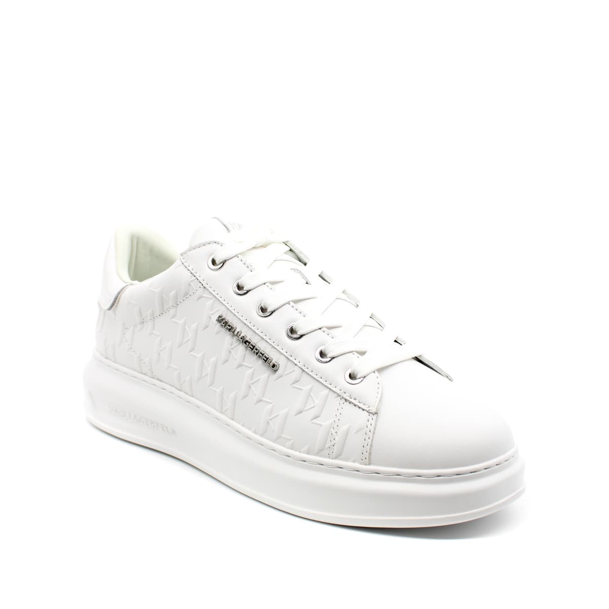 Ανδρικά Δερμάτινα Kapri Monogram Sneakers Λευκά Karl Lagerfeld KL52549K-01W WHITE
