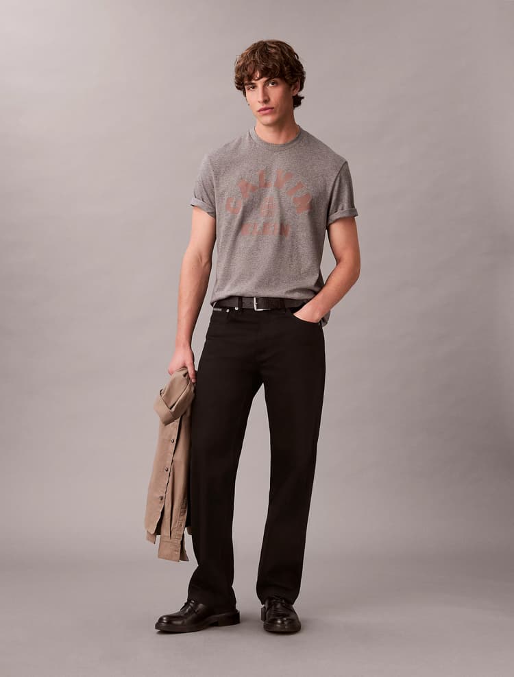 Ανδρικό T-shirt Μαύρο Γκρι Calvin Klein LV04RE810G-P7E