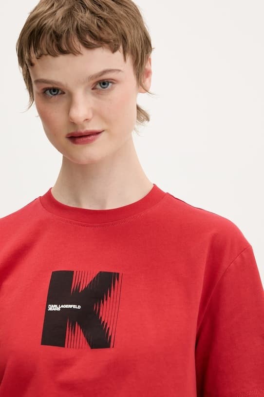 Γυναικείο T-shirt Κόκκινο Karl Lagerfeld Jeans B1W17055-1HC POMPEIAN RED