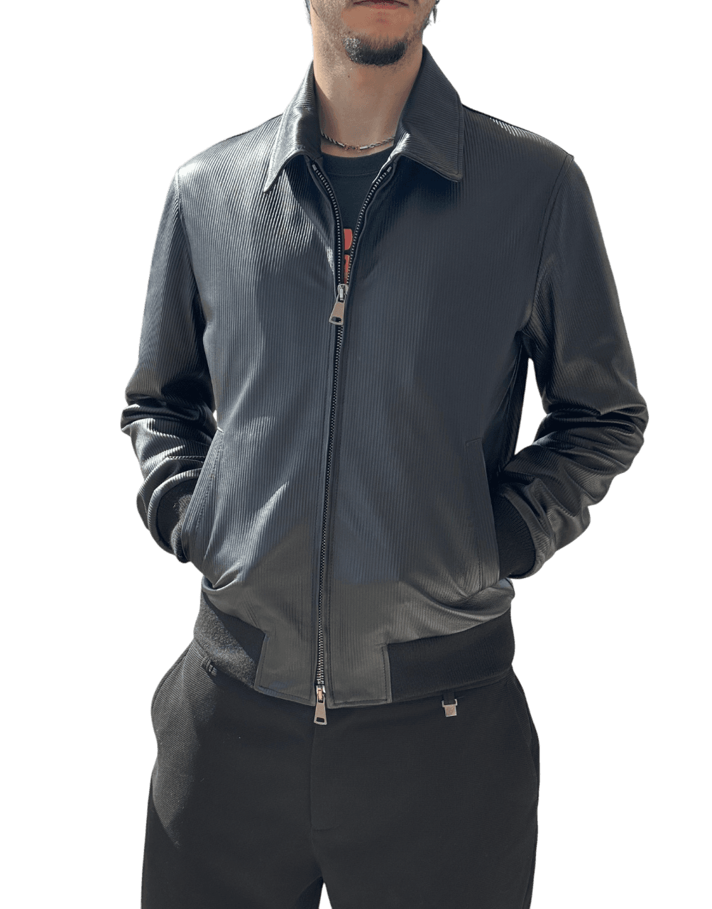 Ανδρικό Δερμάτινο Μπουφάν Μαύρο Maffei 51221B-NERO