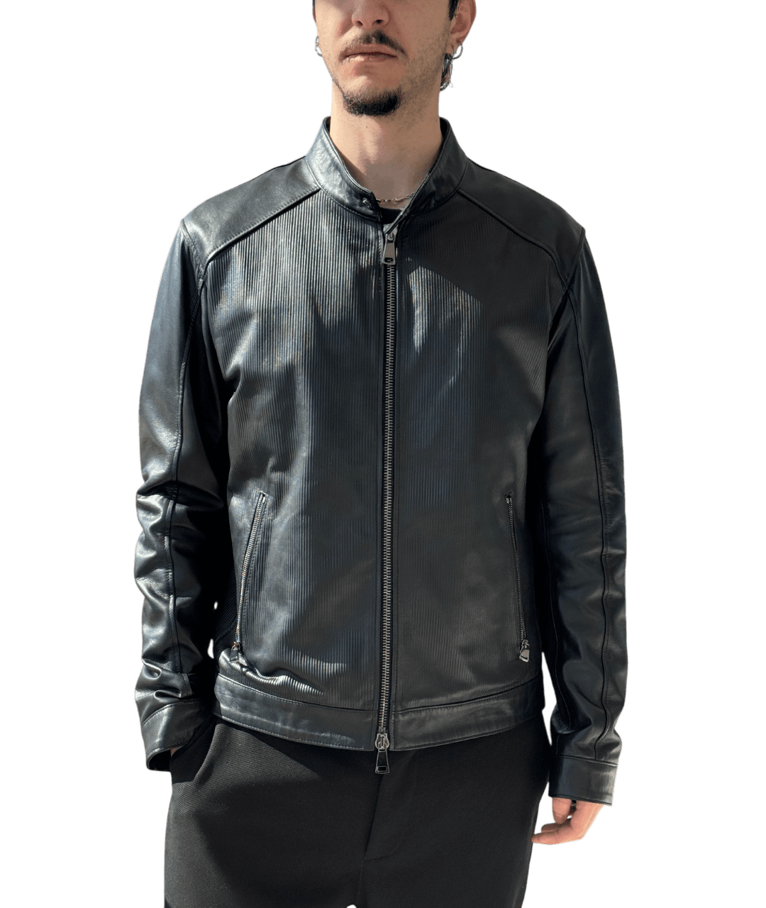 Ανδρικό Δερμάτινο Μπουφάν Μαύρο Maffei 41235D-NERO