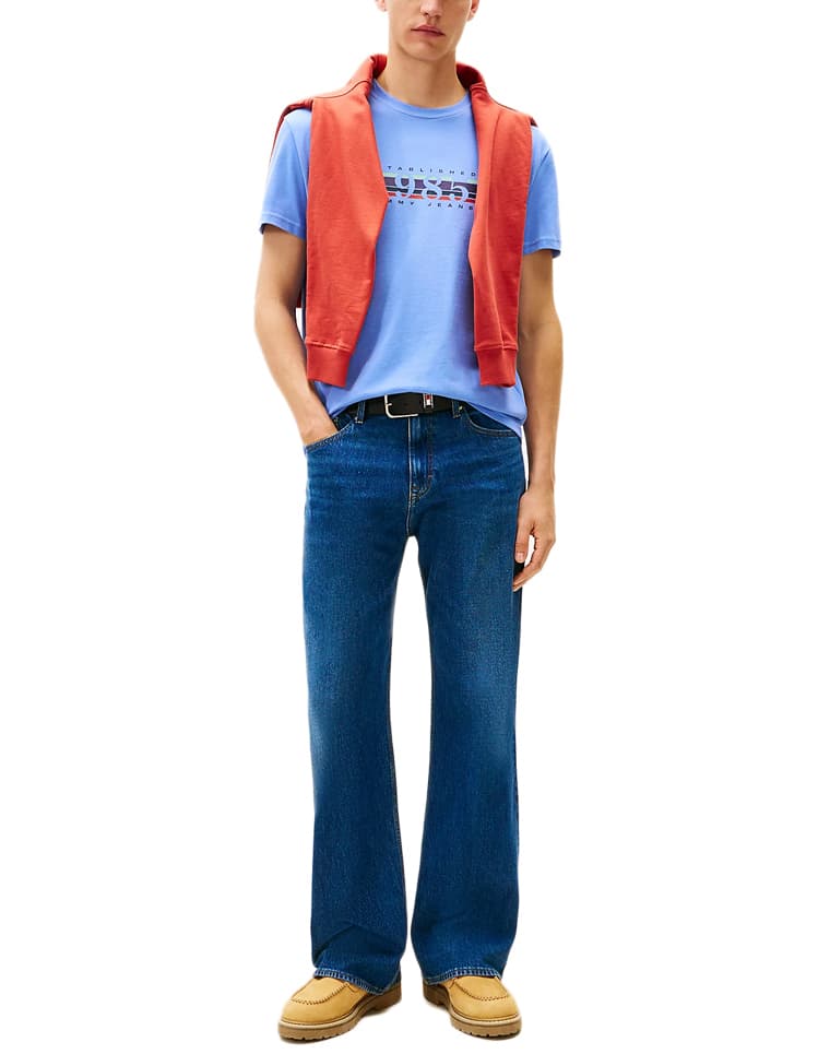 Ανδρικό T-shirt Γαλάζιο Tommy Jeans DM0DM22307-C58