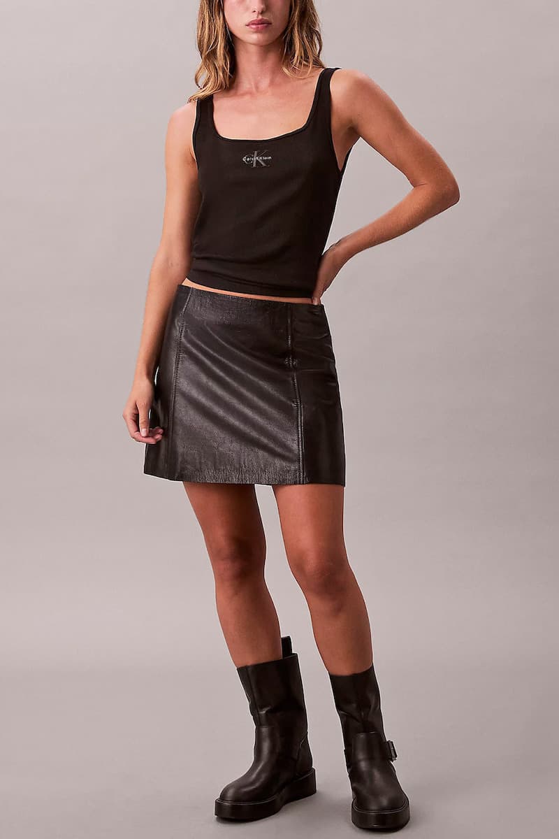 Rib Monogram Scoop Tank Top Women Calvin Klein