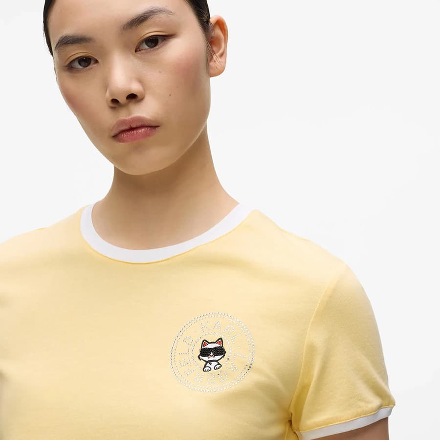 Γυναικείο Ikon Small Circle T-shirt Κίτρινο Karl Lagerfeld B2W17026-1LD SUNLIGHT