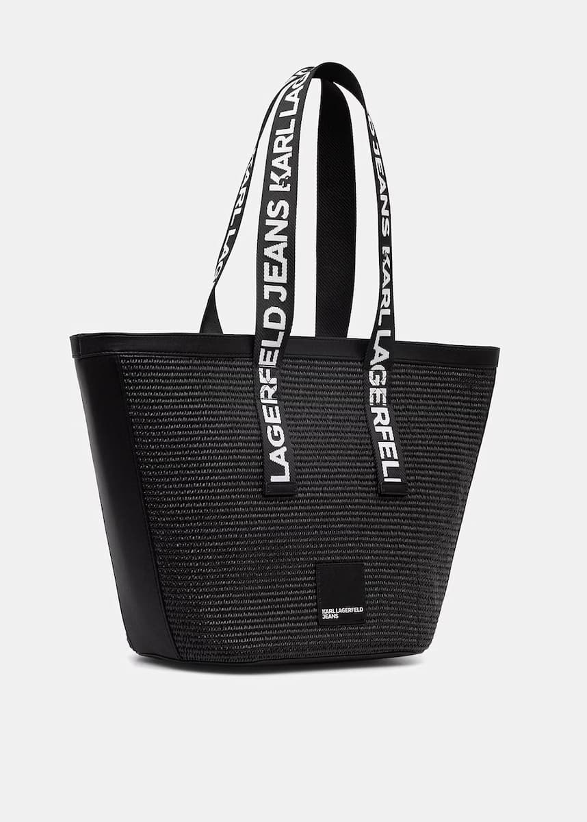 Γυναικεία Raffia Shopper Τσάντα Μαύρη Karl Lagerfeld Jeans B2W30113-999 BLACK