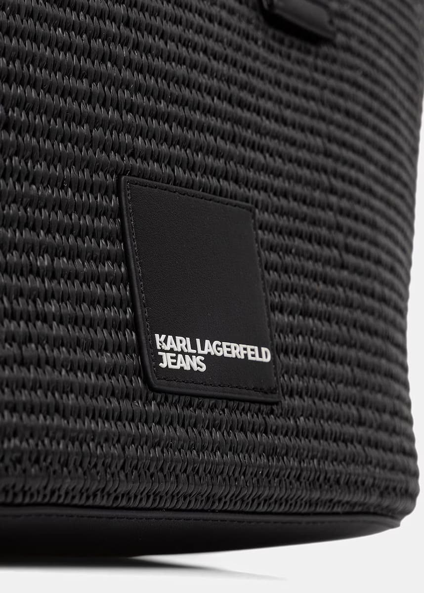 Γυναικεία Raffia Shopper Τσάντα Μαύρη Karl Lagerfeld Jeans B2W30113-999 BLACK