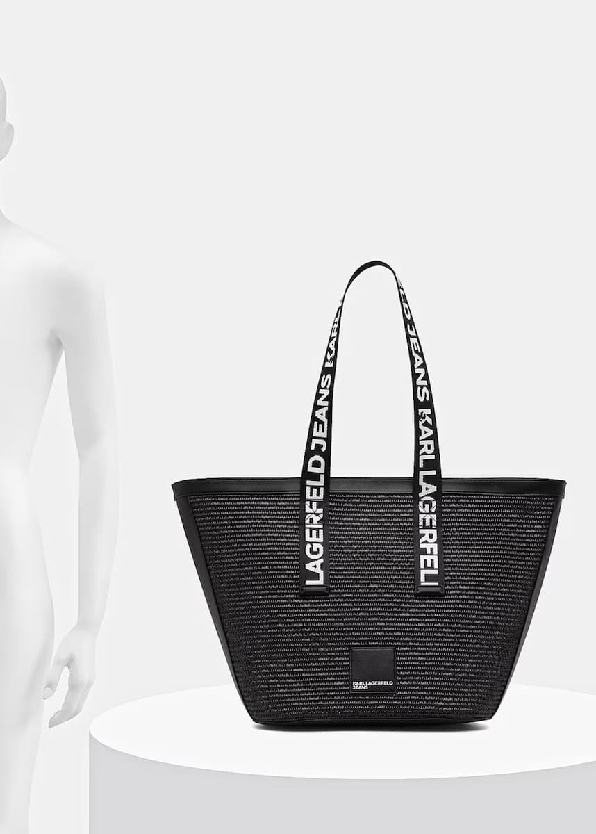Γυναικεία Raffia Shopper Τσάντα Μαύρη Karl Lagerfeld Jeans B2W30113-999 BLACK