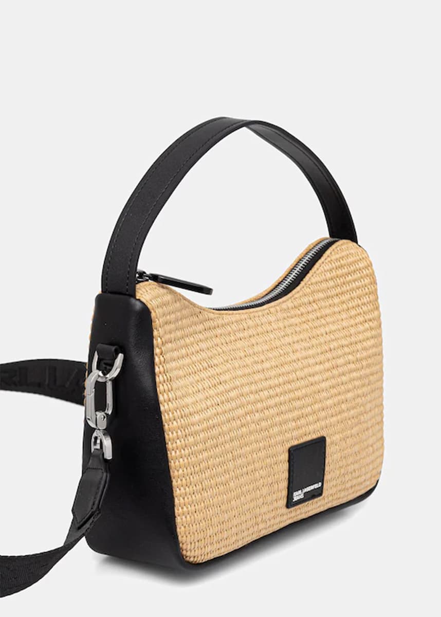 Γυναικεία Raffia Mini Hobo Τσάντα Εκρού Karl Lagerfeld Jeans B2W30115-106 NATURAL