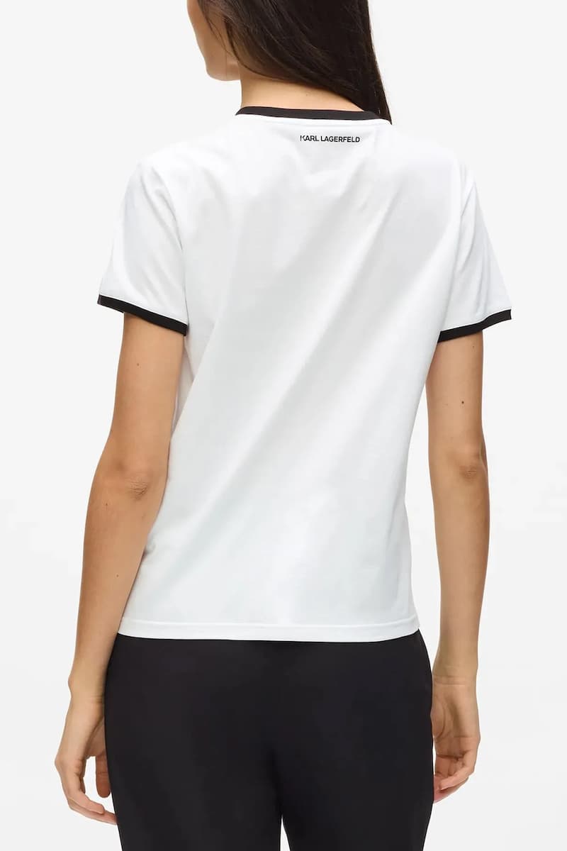 Γυναικείο Ikon Small Circle T-shirt Λευκό Karl Lagerfeld B2W17026-101 WHITE/BLACK