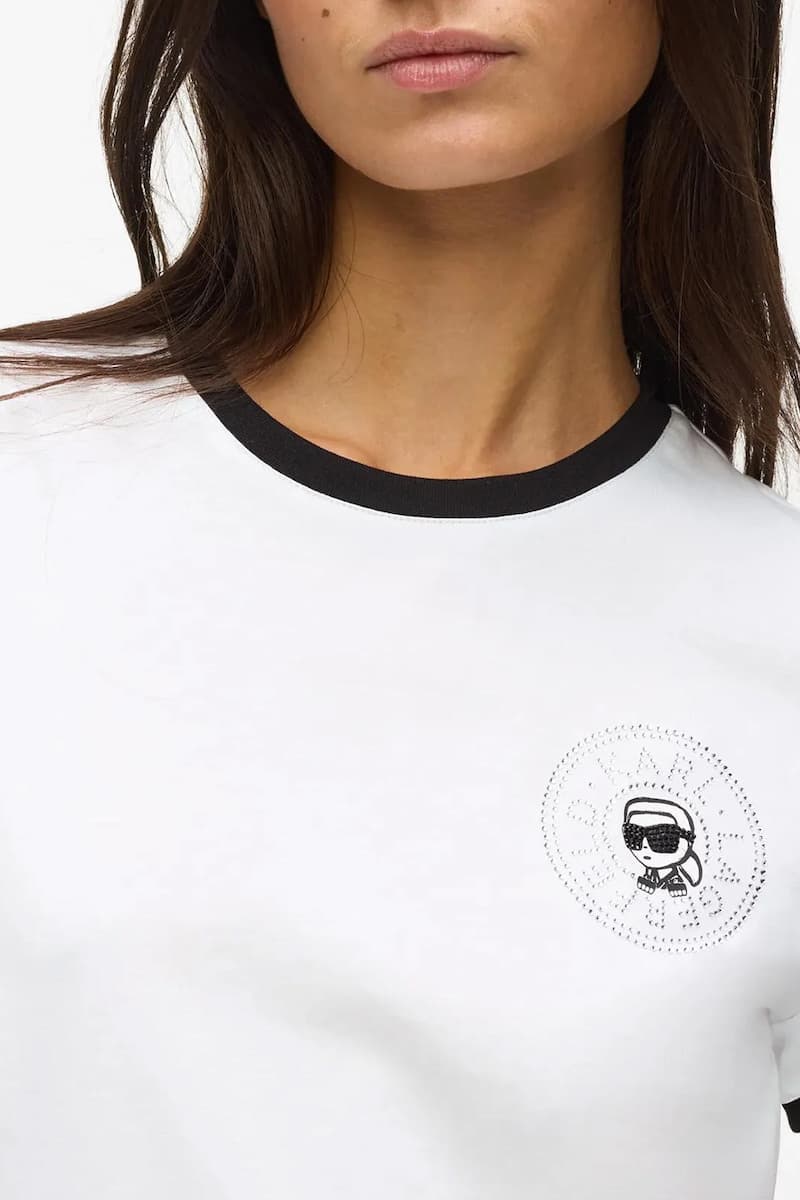 Γυναικείο Ikon Small Circle T-shirt Λευκό Karl Lagerfeld B2W17026-101 WHITE/BLACK