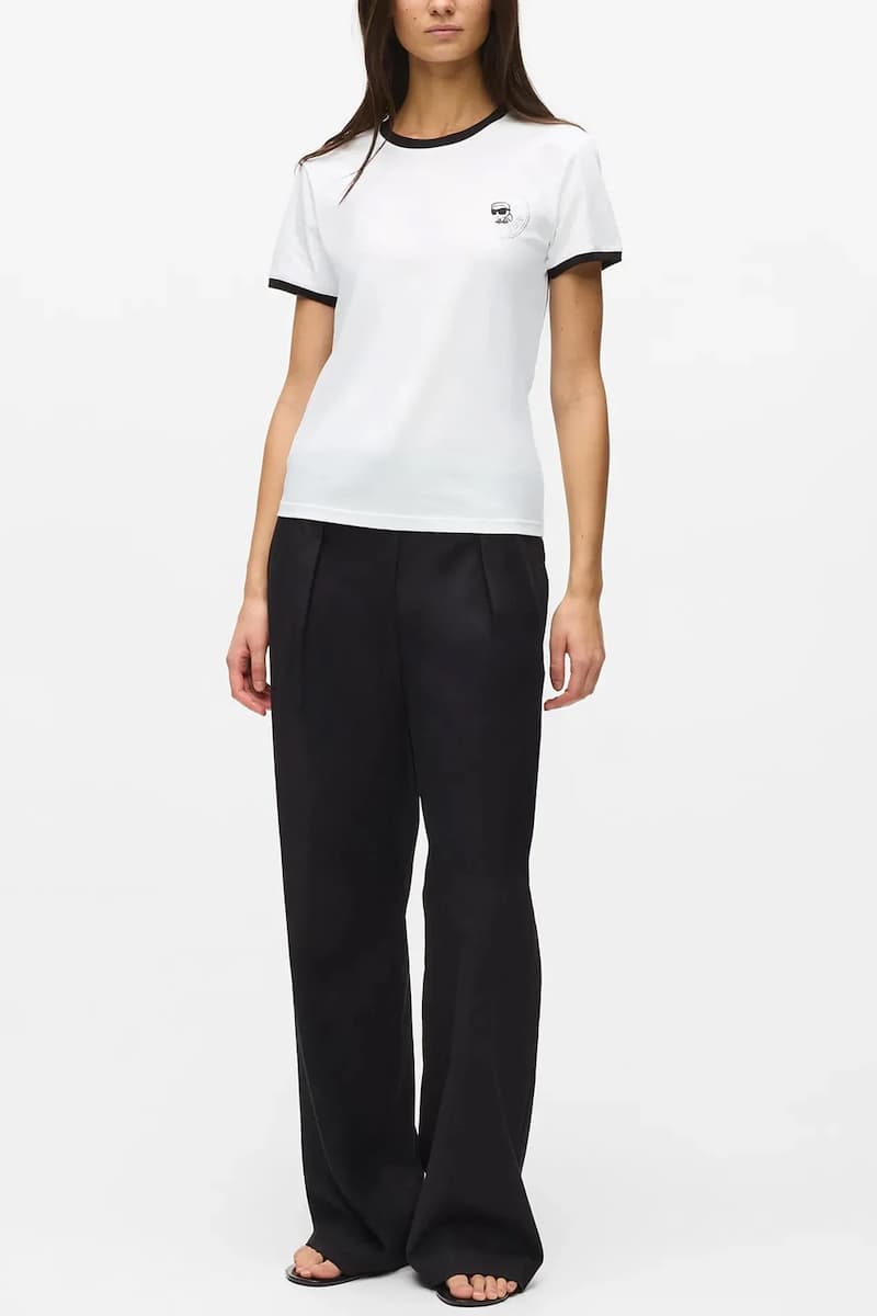 Γυναικείο Ikon Small Circle T-shirt Λευκό Karl Lagerfeld B2W17026-101 WHITE/BLACK