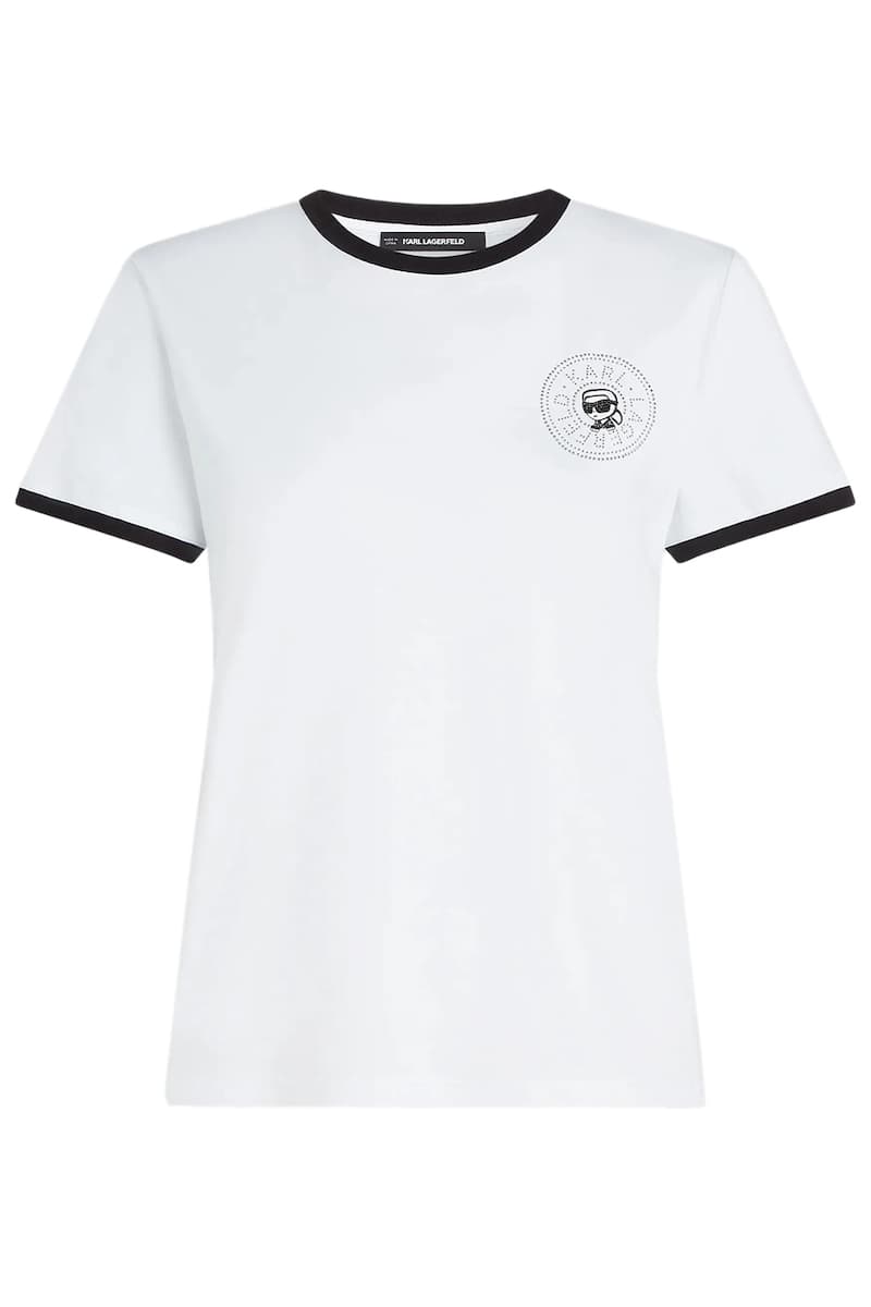 Γυναικείο Ikon Small Circle T-shirt Λευκό Karl Lagerfeld B2W17026-101 WHITE/BLACK