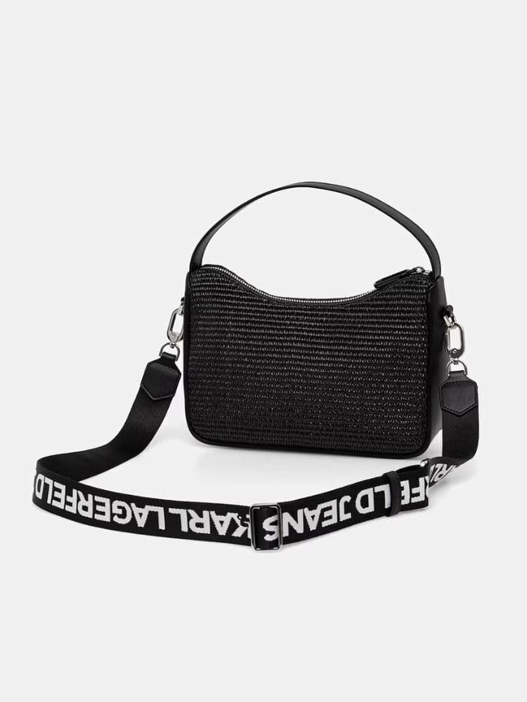 Γυναικεία Raffia Mini Hobo Τσάντα Μαύρη Karl Lagerfeld Jeans B2W30115-999 BLACK